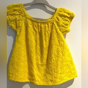 FIRST IMPRESSIONS Baby Girls Yellow Eyelet Shirt  size 12 mo
